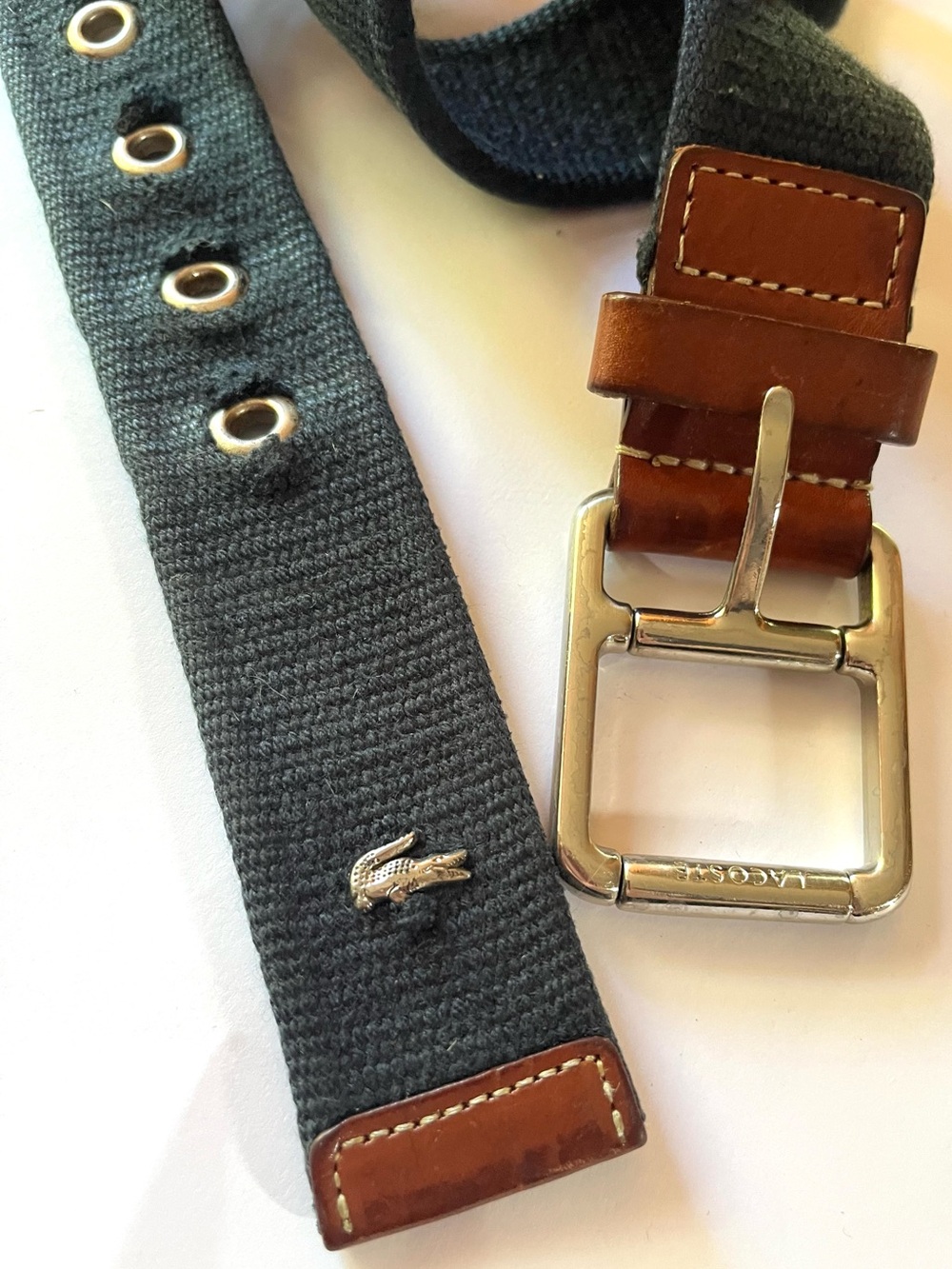 Lacoste Men's Navy Blue Canvas Web Belt